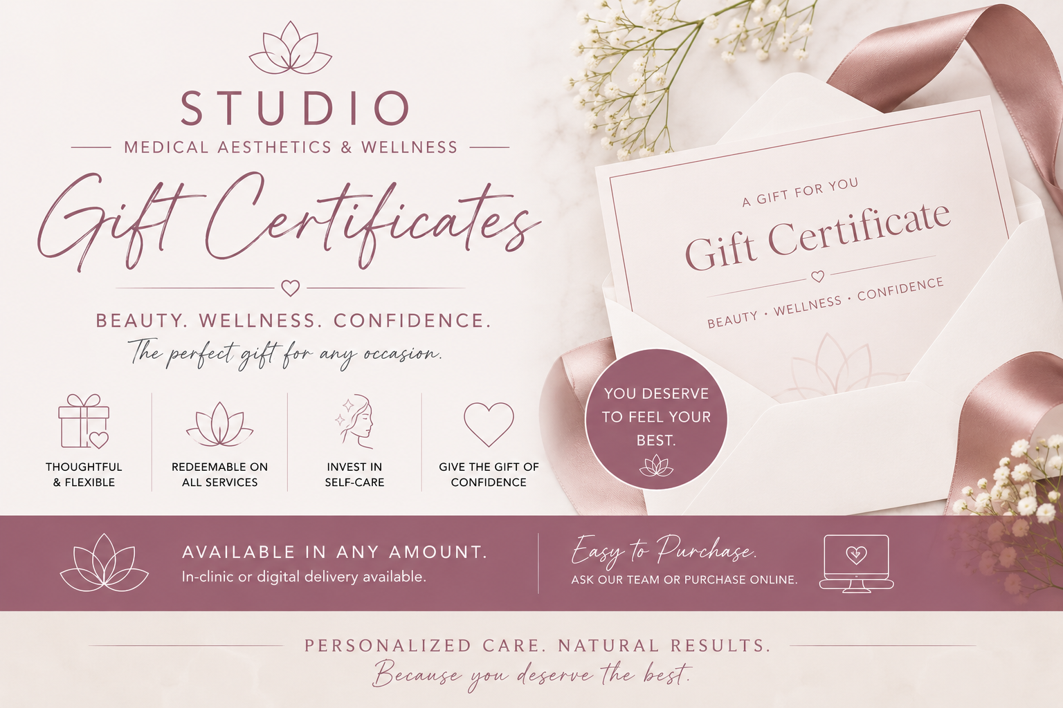 Studio Medical Aesthetics and Next Act Gift Certificates