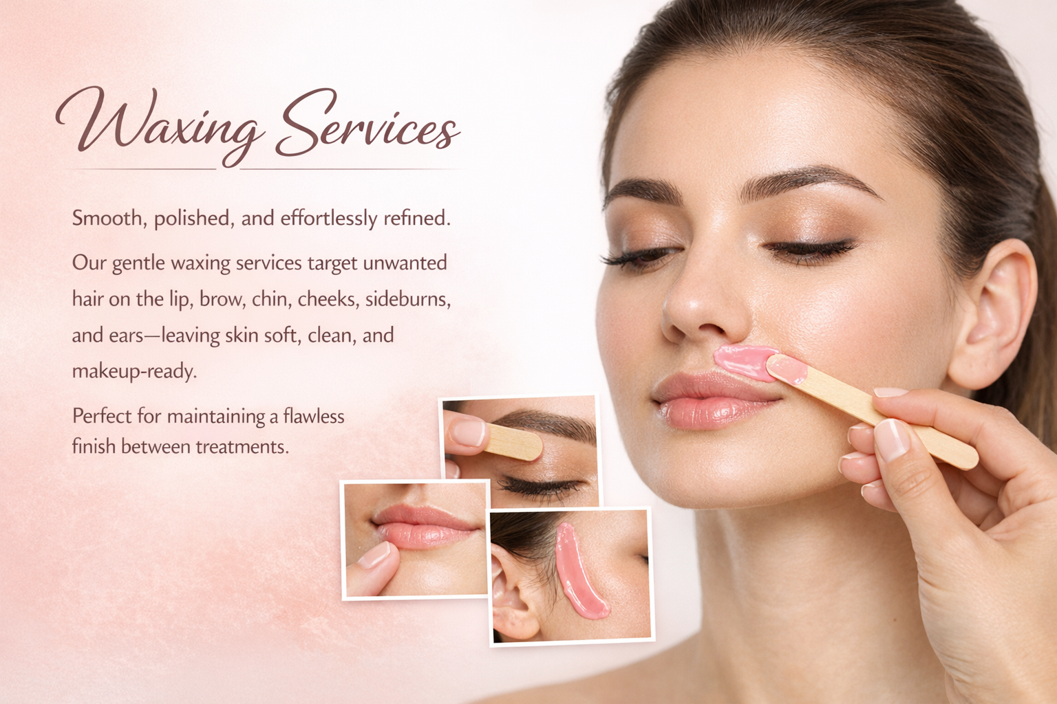 Wax- lip, brow, chin, cheek, sideburn, or ear